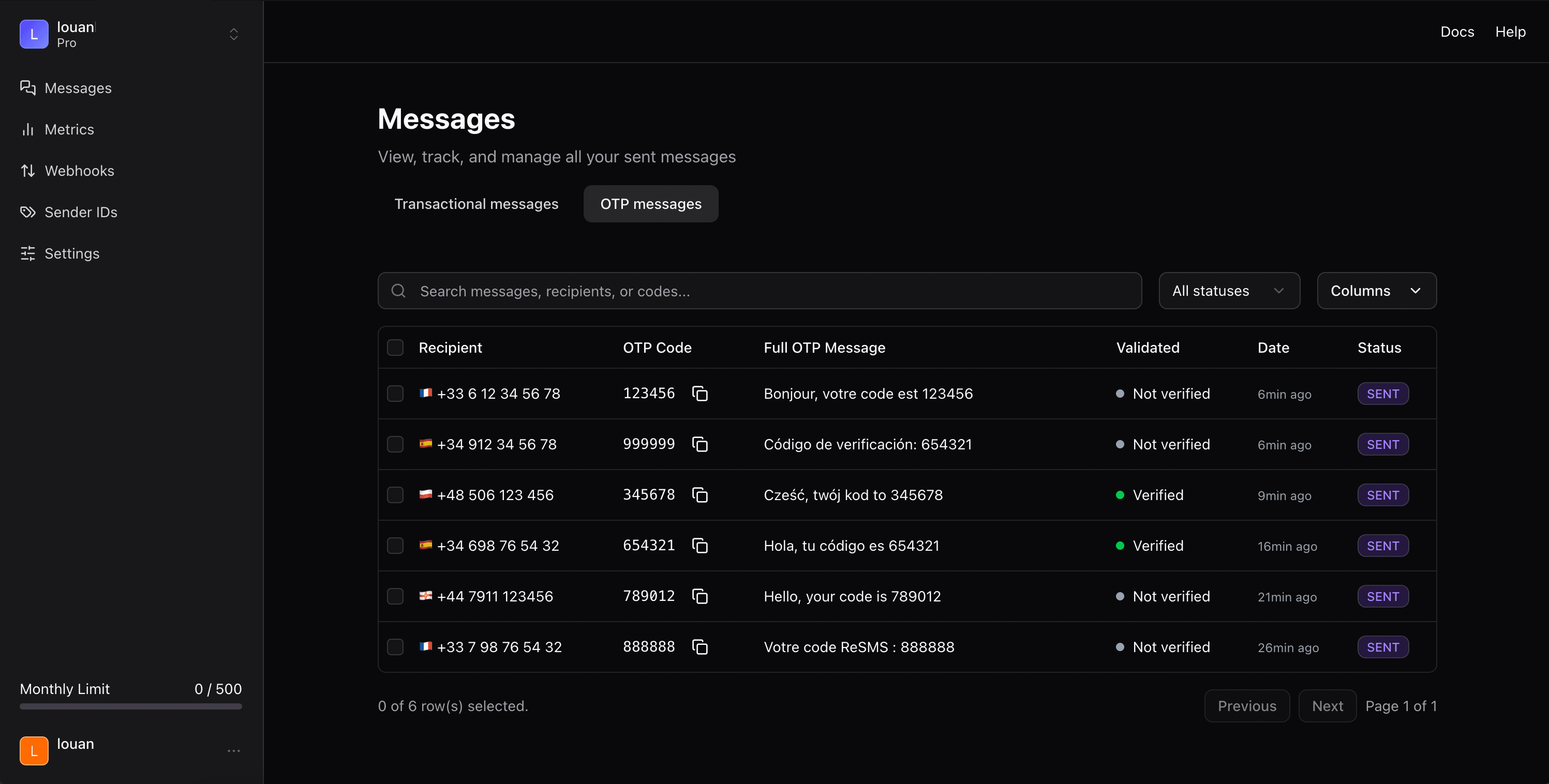 OTP Dashboard