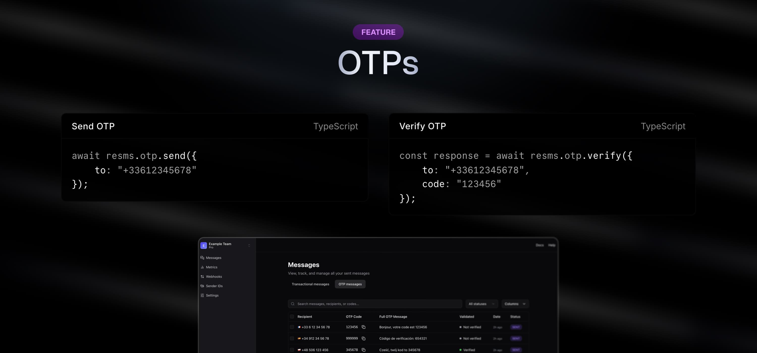 OTP (One Time Password) - ReSMS Documentation